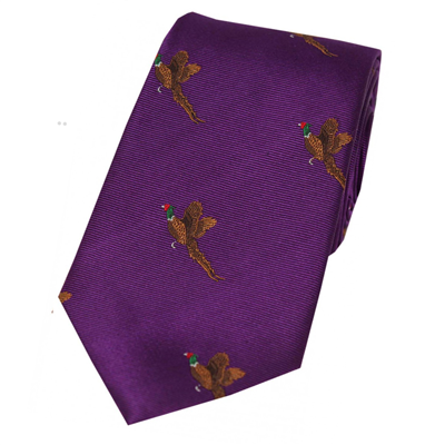 Soprano Flying Pheasant Silk Tie - Purple